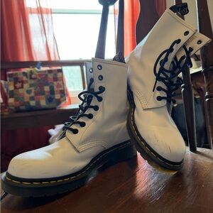 Dr. Martens White Leather Combat Boots